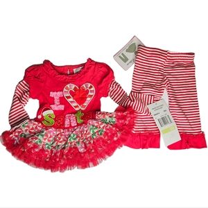 NWT Rare Editions 2 Piece Baby Set Various Sizes Red Christmas Holiday Outfit